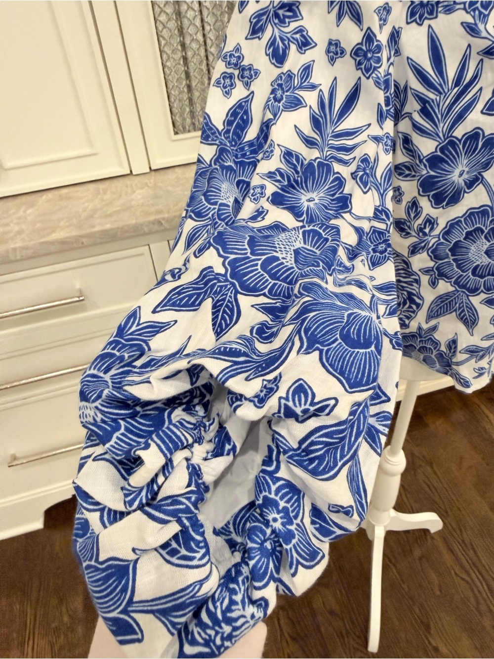 NWT Boden Puff Sleeve Blue Floral Linen Shirt  - size 6 - Picture 11 of 15